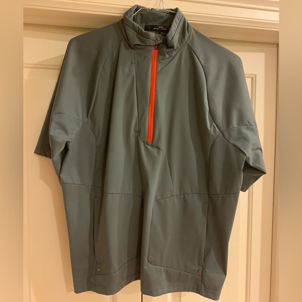 Ralph Lauren RLX Pullover Rain Jacket Medium Gray/Red Zip